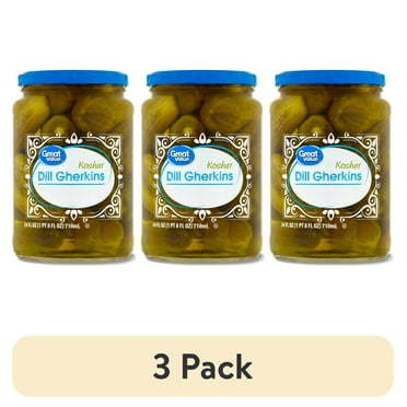 (3 pack) Great Value Kosher Dill Gherkins Pickles, 24 oz