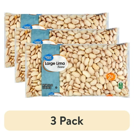 (3 pack) Great Value Large Lima Beans, 32 oz