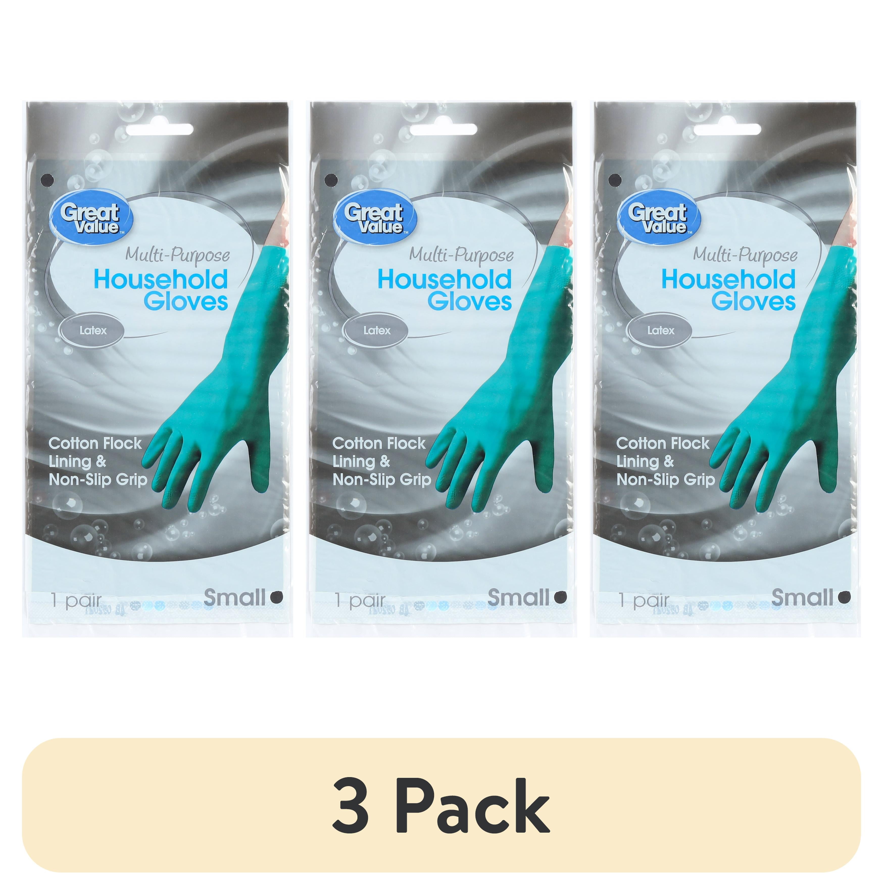 (3 pack) Great Value Latex Multipurpose Reusable Household Gloves, BPA-Free, Teal Color, Small Size
