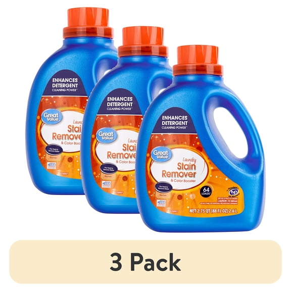 (3 pack) Great Value Laundry Stain Remover & Color Booster, 88 fl oz