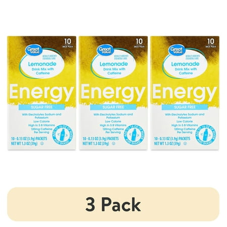 (3 pack) Great Value Lemonade Liquid Drink Mix, 0.13 oz, 10 Count