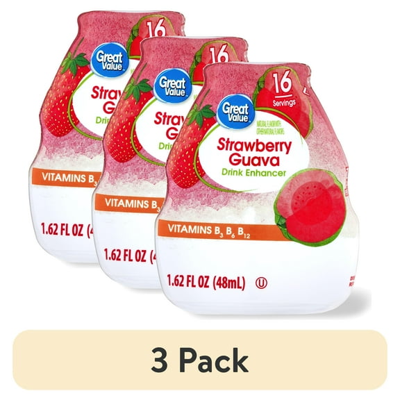 (3 pack) Great Value Strawberry Guava Drink Enhancer, 1.62 fl oz
