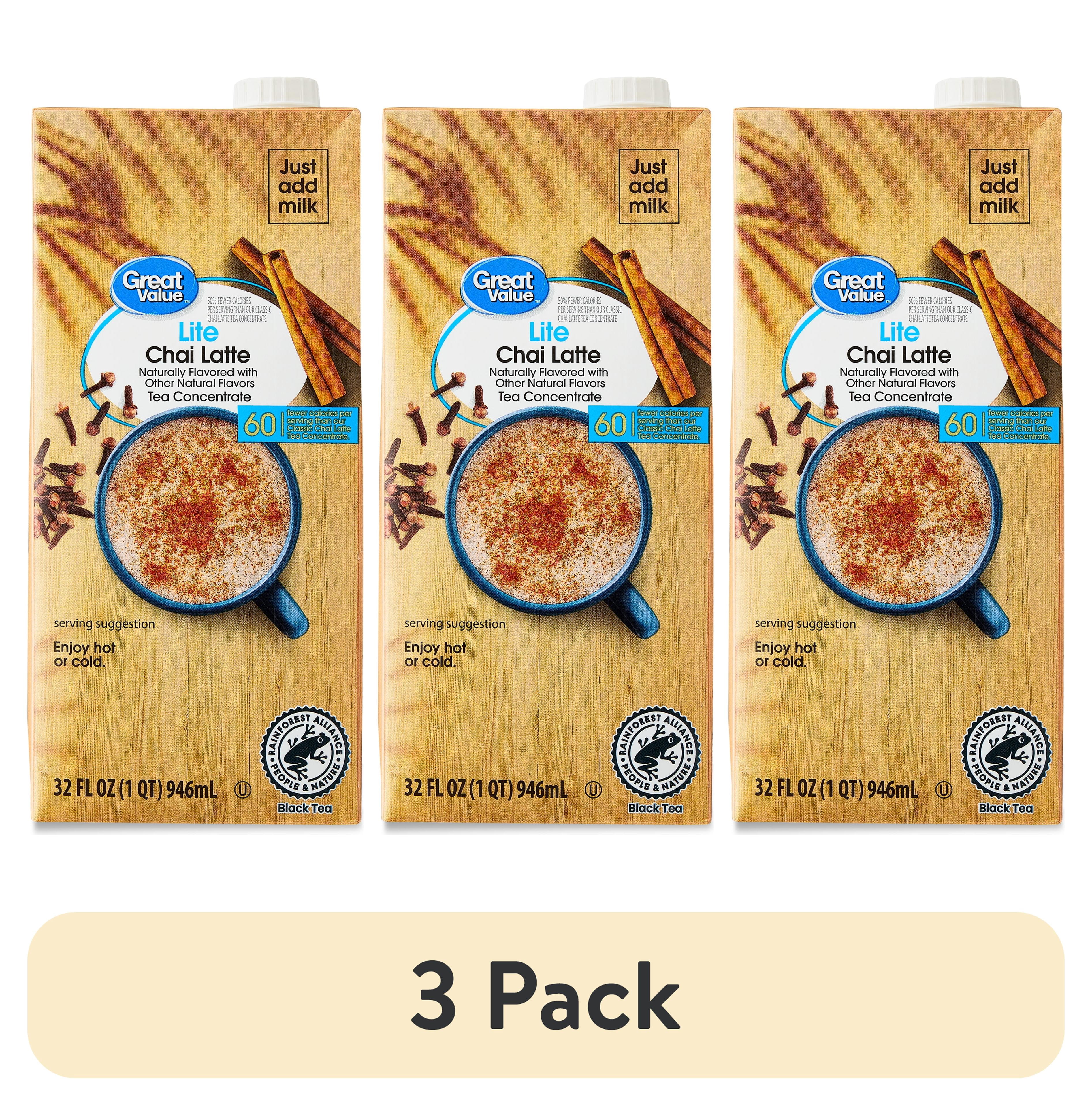 (3 pack) Great Value Lite Chai Latte Tea Concentrate, 32 fl oz