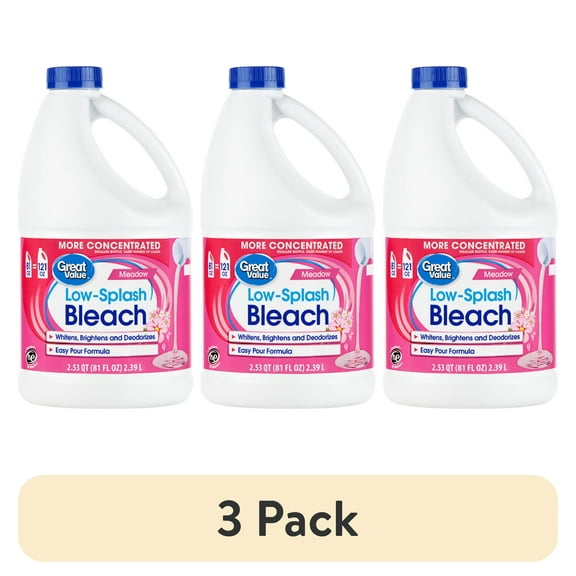 (3 pack) Great Value Low Splash Bleach, Meadow Scent, 81 fl oz