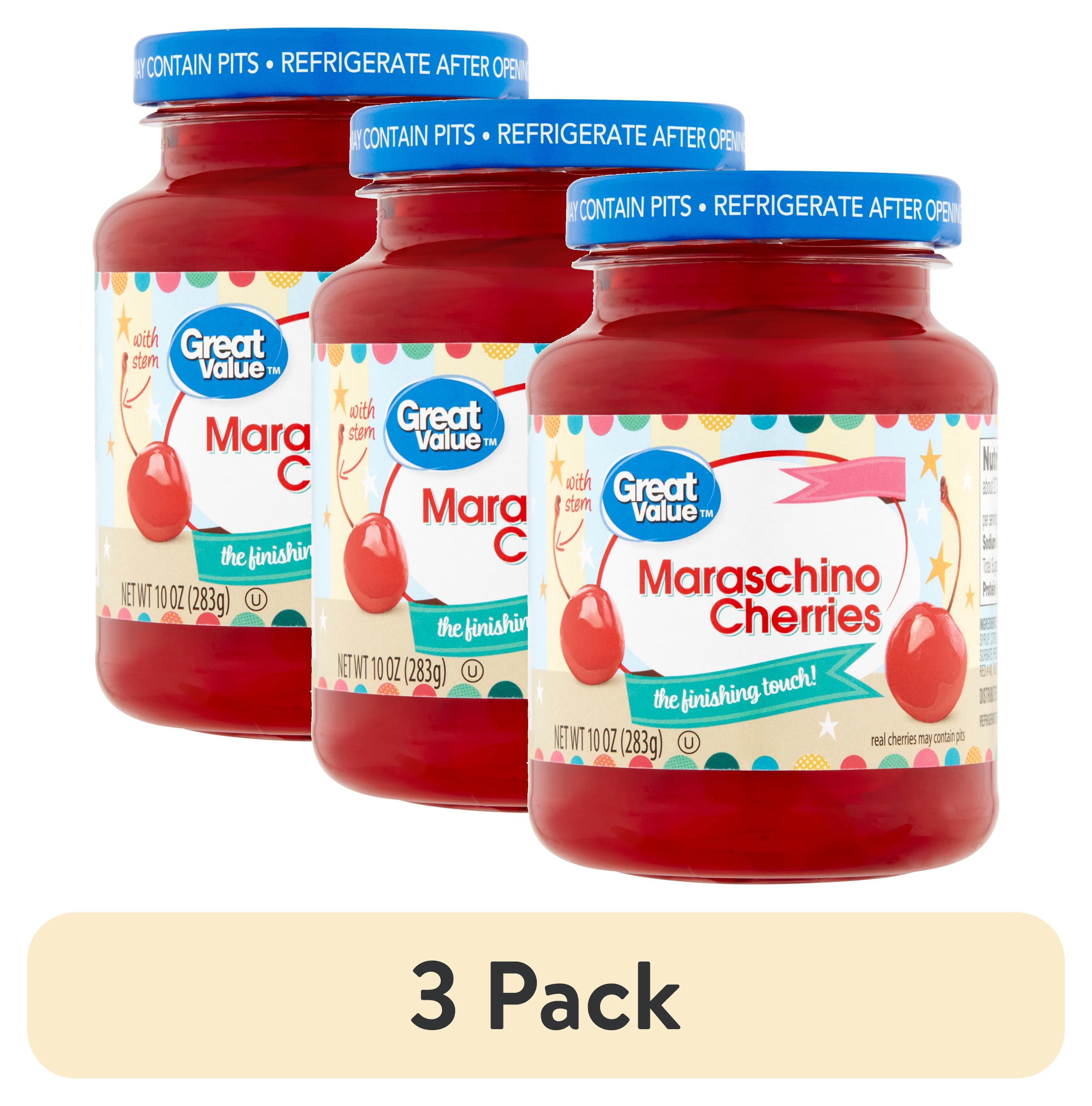(3 pack) Great Value Maraschino Cherries, 10 oz