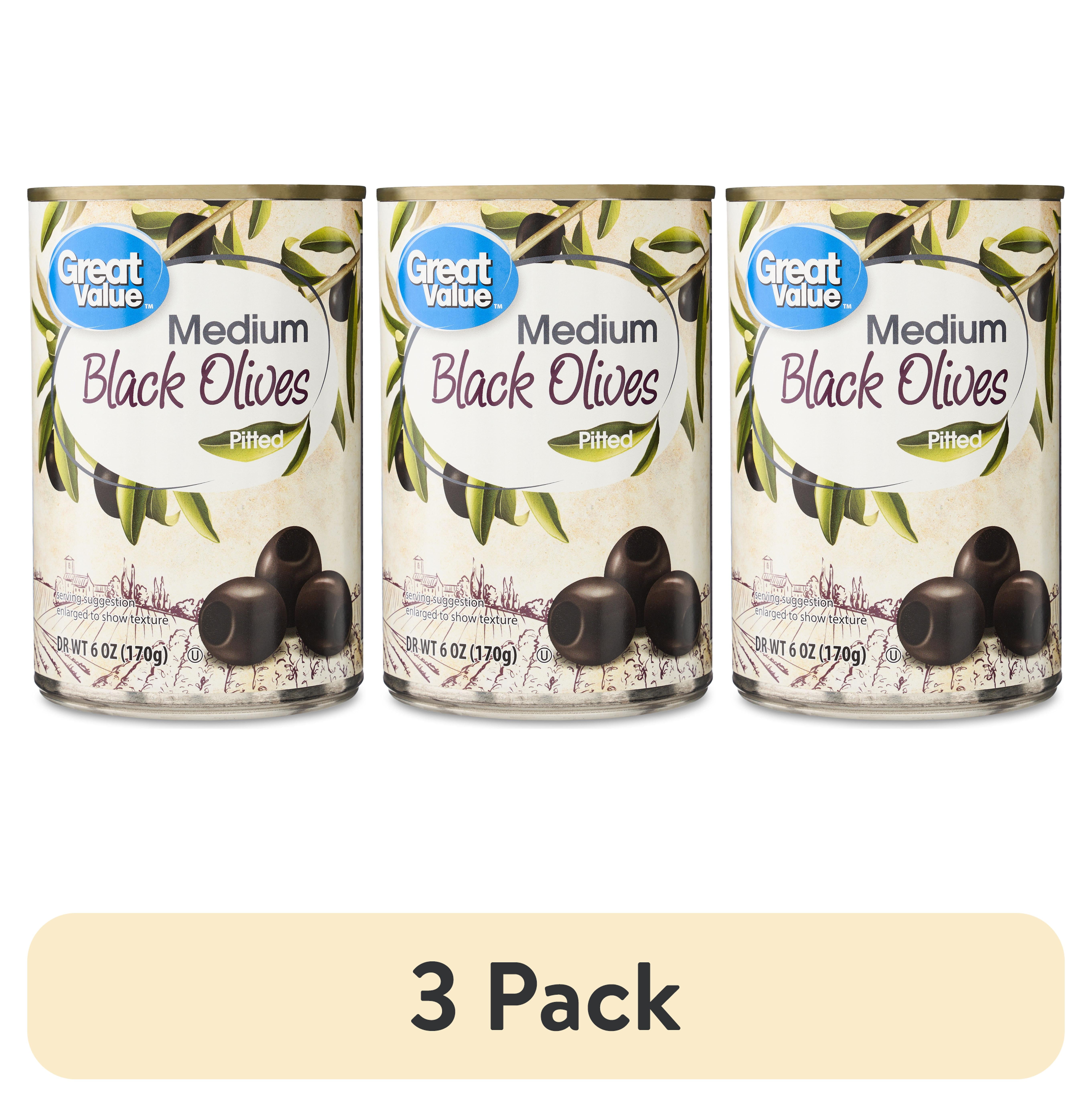 3 pack) Great Value Large Pitted Black Olives, 6 oz - Walmart.com