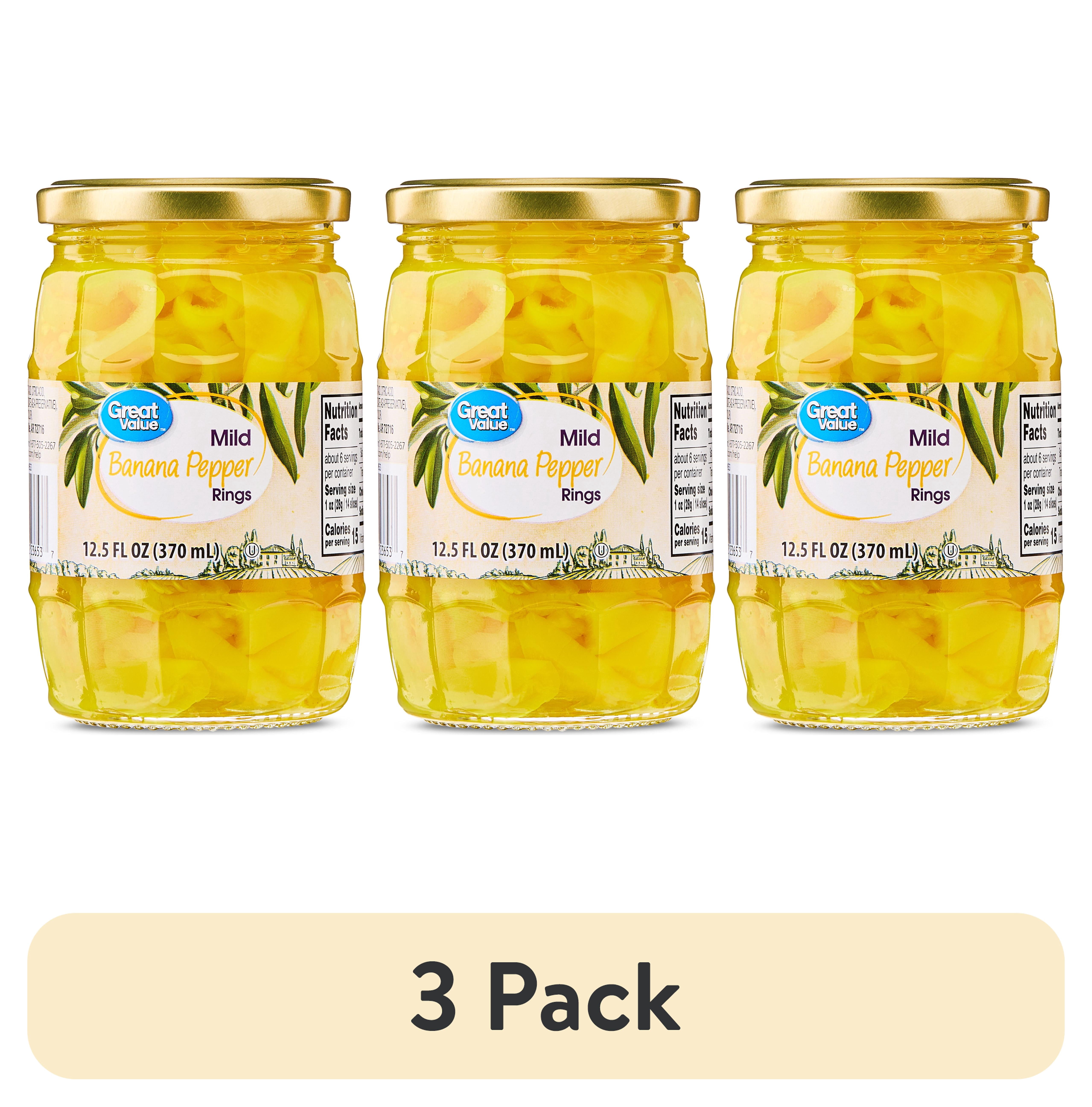 (3 pack) Great Value Mild Banana Pepper Rings, 12.5 oz