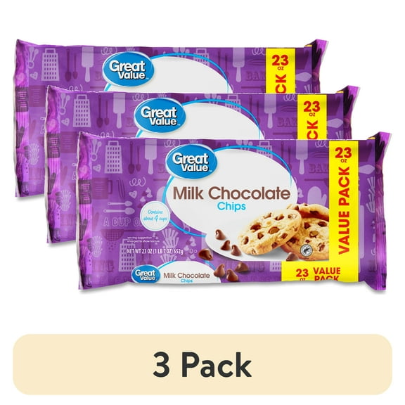 (3 pack) Great Value Milk Chocolate Chips, 23 oz Bag