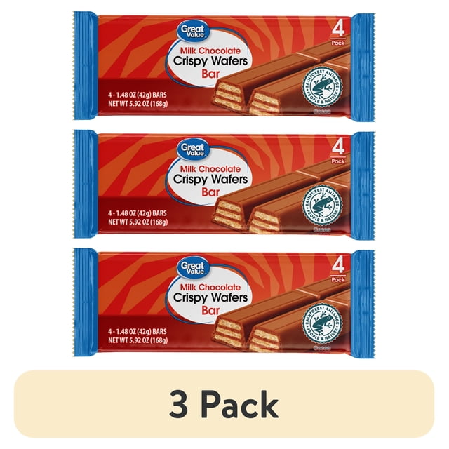 Waffer Technology (3 pack) Great Value Milk Chocolate Crispy Wafer Bars, 1.48 oz, 4 Count ...