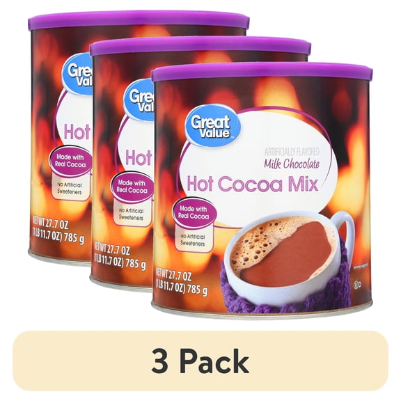 (3 pack) Great Value Milk Chocolate Hot Cocoa Drink Mix, 27 oz Canister