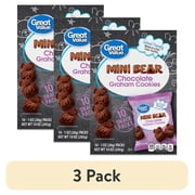 (3 pack) Great Value Mini Bear Chocolate Graham Cookies, 1 oz, 10 Count