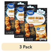 (3 pack) Great Value Mini Bear Honey Graham Cookies, 1 oz, 10 Snack Packs
