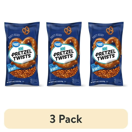 (3 pack) Great Value Crisp and Salty Mini Pretzel Twists, 16 oz