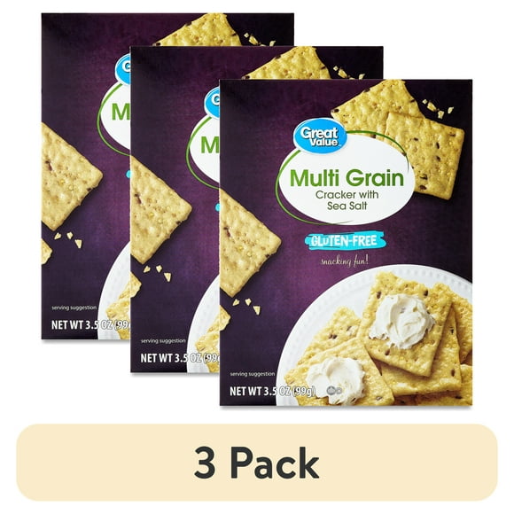 (3 pack) Great Value Multi Grain Crackers with Sea Salt, 3.5 oz