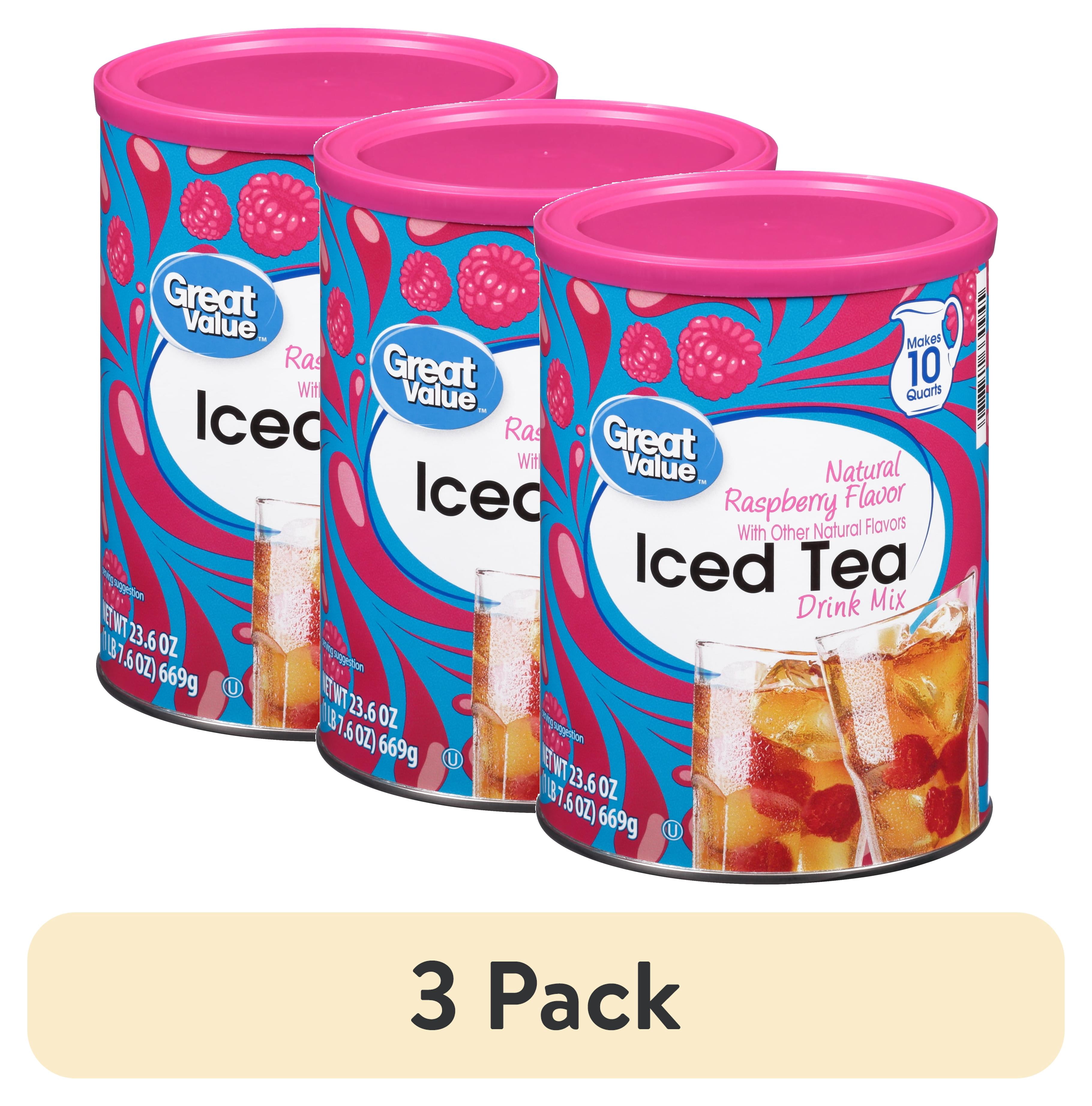 (3 pack) Great Value Natural Raspberry Flavor Iced Tea Drink Mix, 23.6 oz
