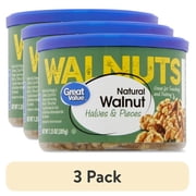 (3 pack) Great Value Natural Walnut Halves & Pieces, 7.25 Oz