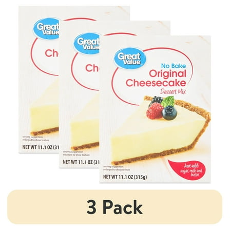 (3 pack) Great Value No Bake Dessert Mix, Original Cheesecake, 11.1 oz
