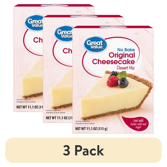 (3 pack) Great Value No Bake Dessert Mix, Original Cheesecake, 11.1 oz