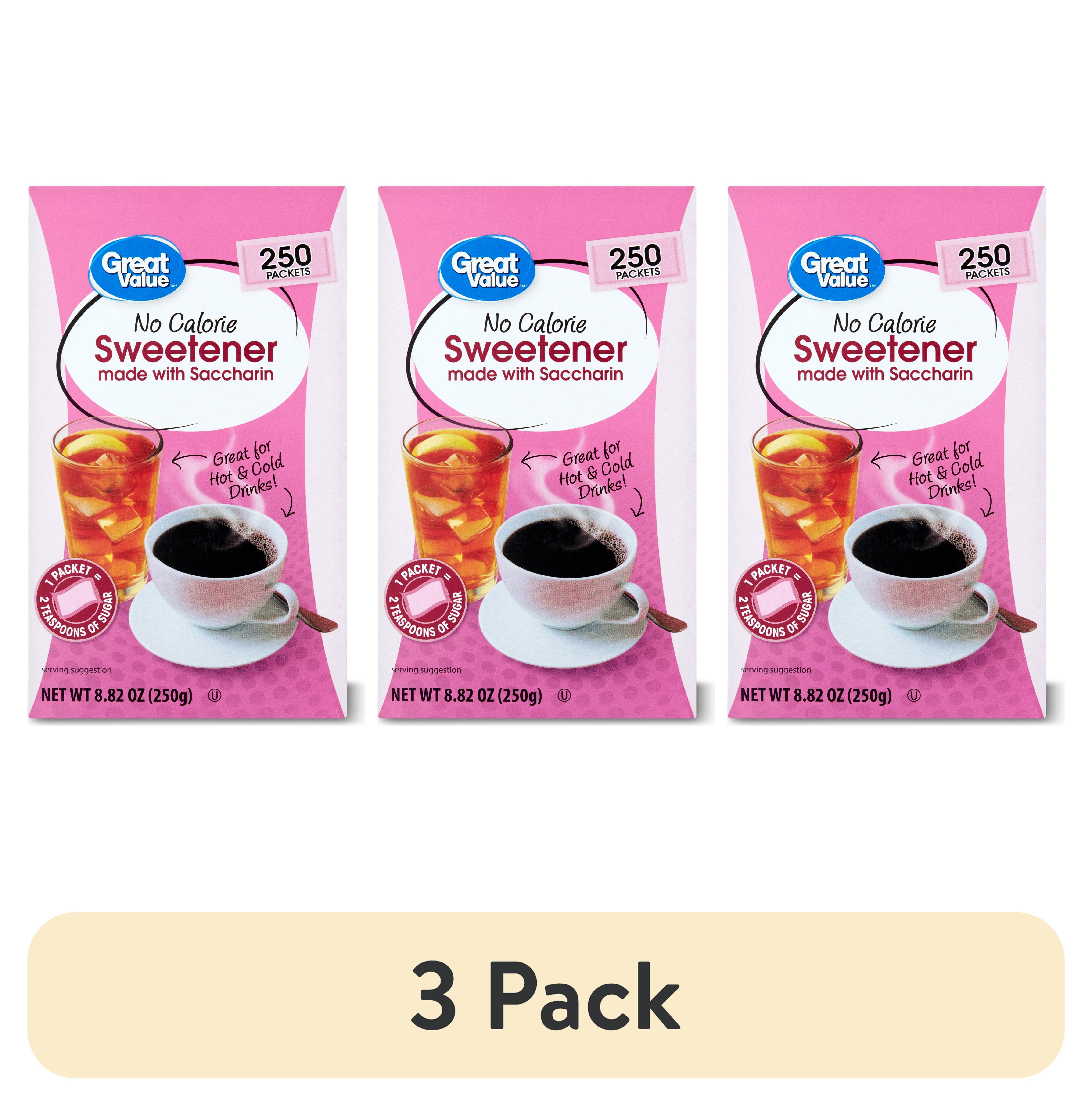 (3 pack) Great Value No Calorie Sweetener, 250 Count, 8.82 oz