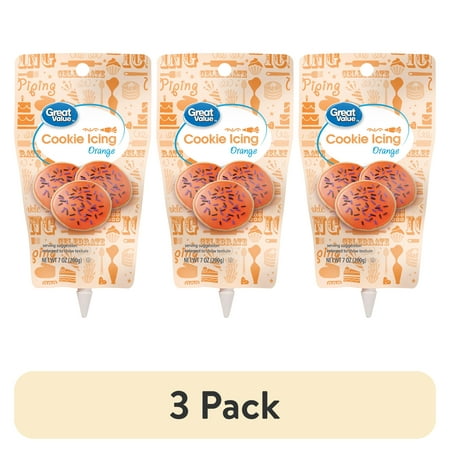 (3 pack) Great Value Cookie Icing, Orange, 7 oz