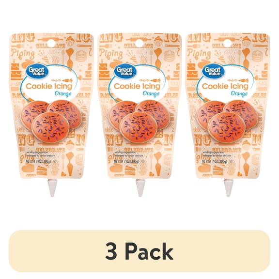 (3 pack) Great Value Cookie Icing, Orange, 7 oz