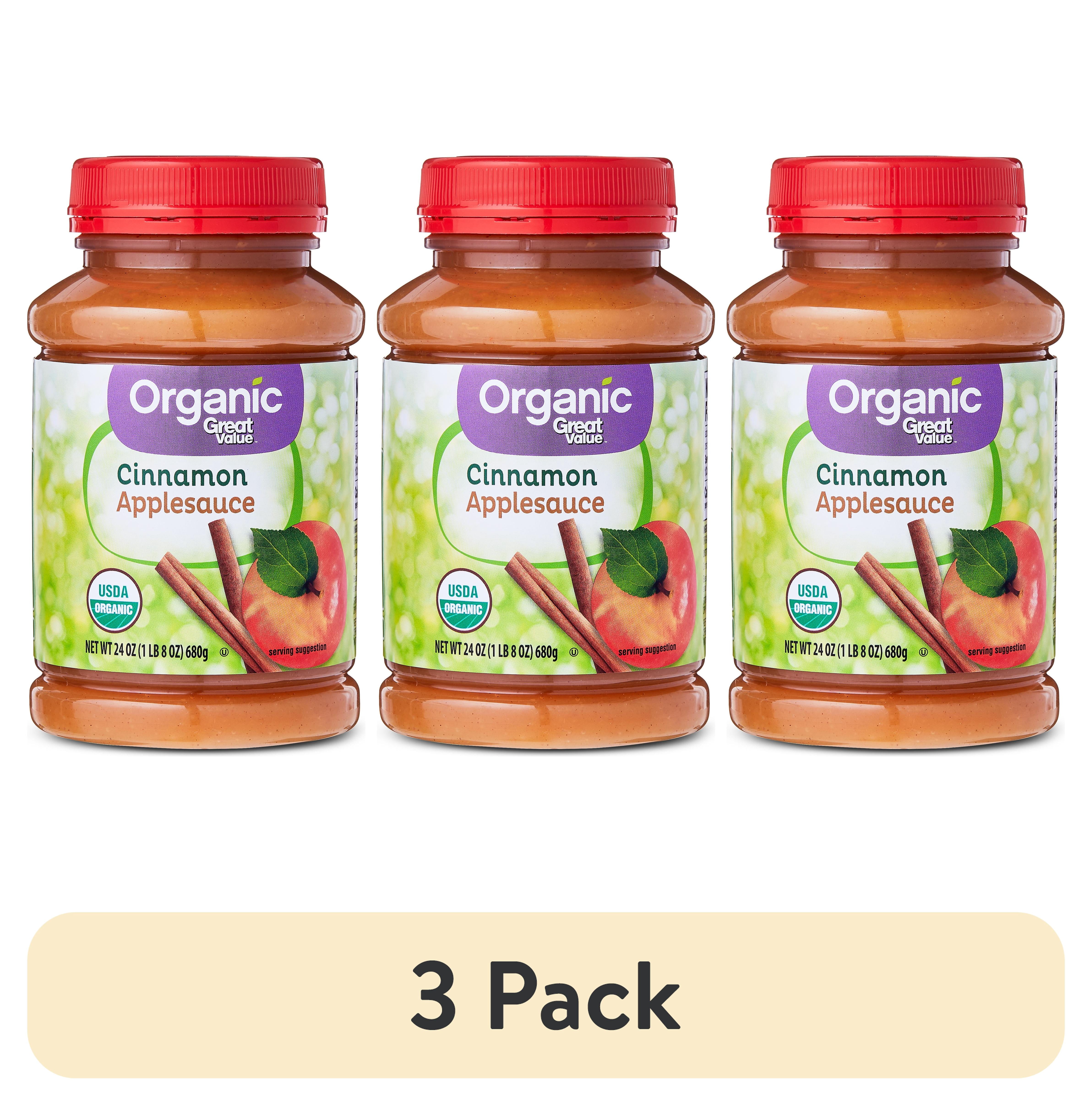 (3 pack) Great Value Organic Cinnamon Applesauce, 24 oz Jar