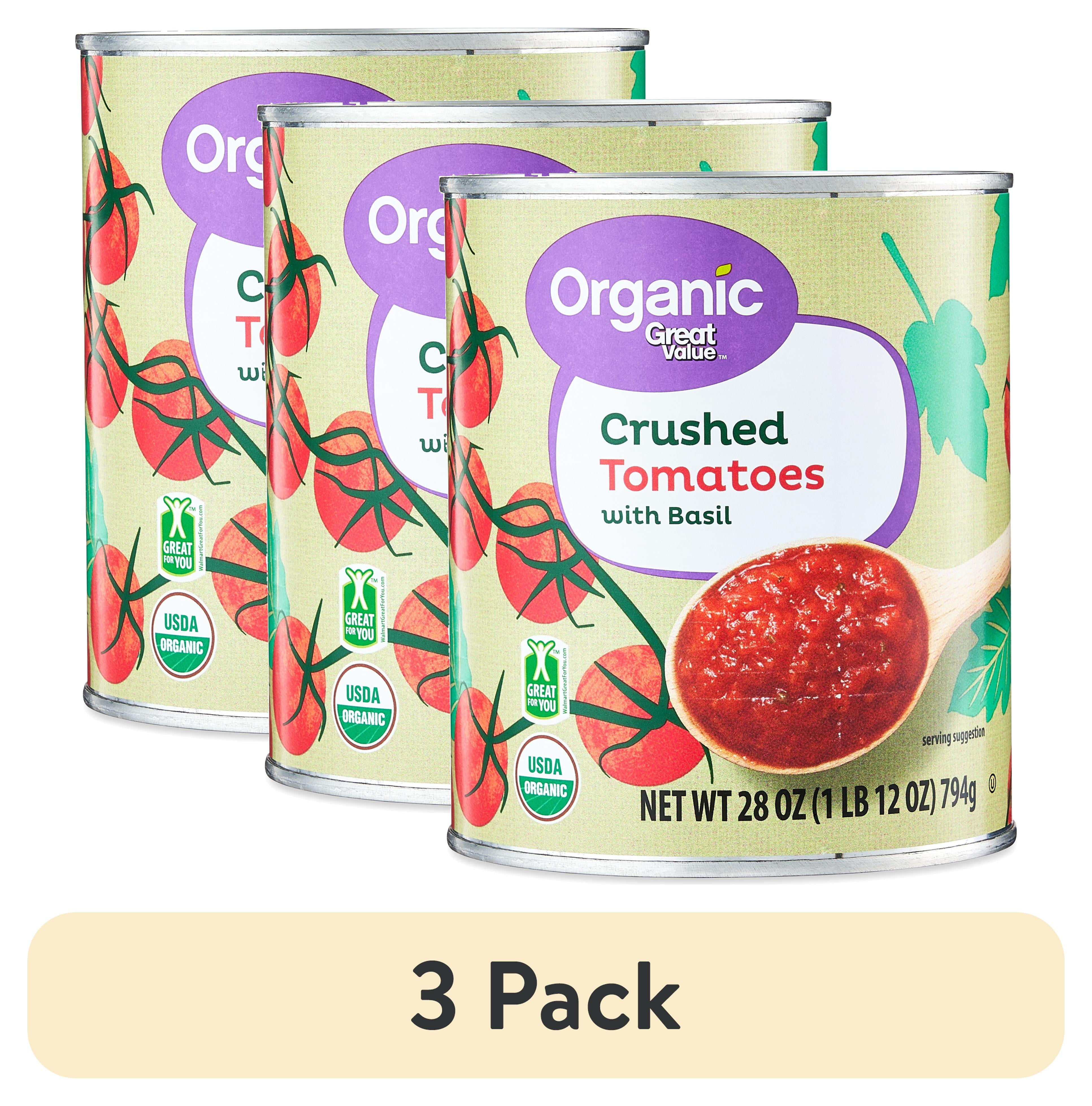 (3 pack) Great Value Organic Crushed Tomatoes with Basil, 28 oz