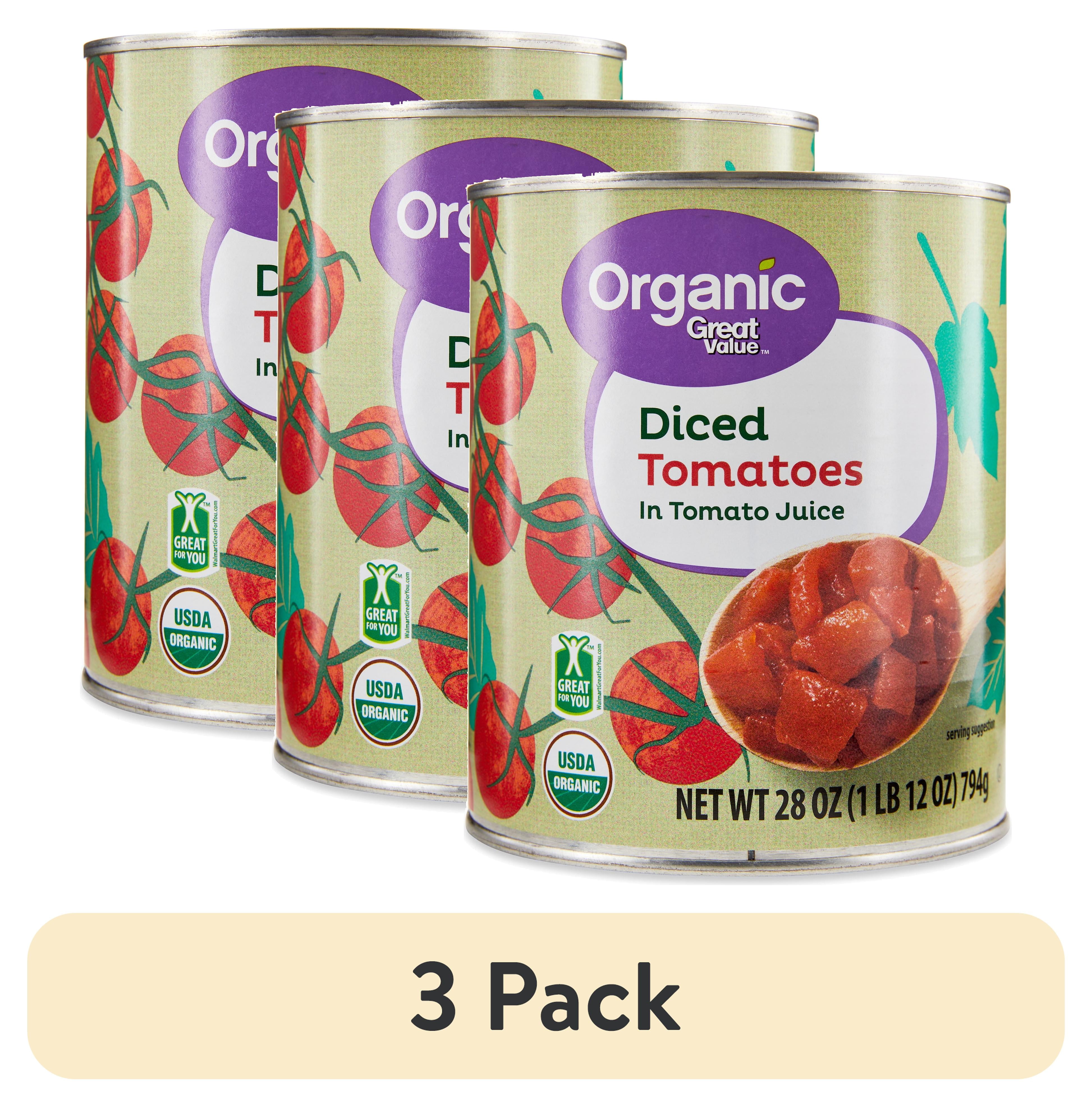 (3 pack) Great Value Organic Diced Tomatoes in Tomato Juice, 28 oz