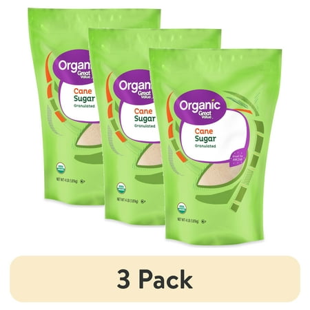 (3 pack) Great Value Organic Granulated Cane Sugar, 4 lbs