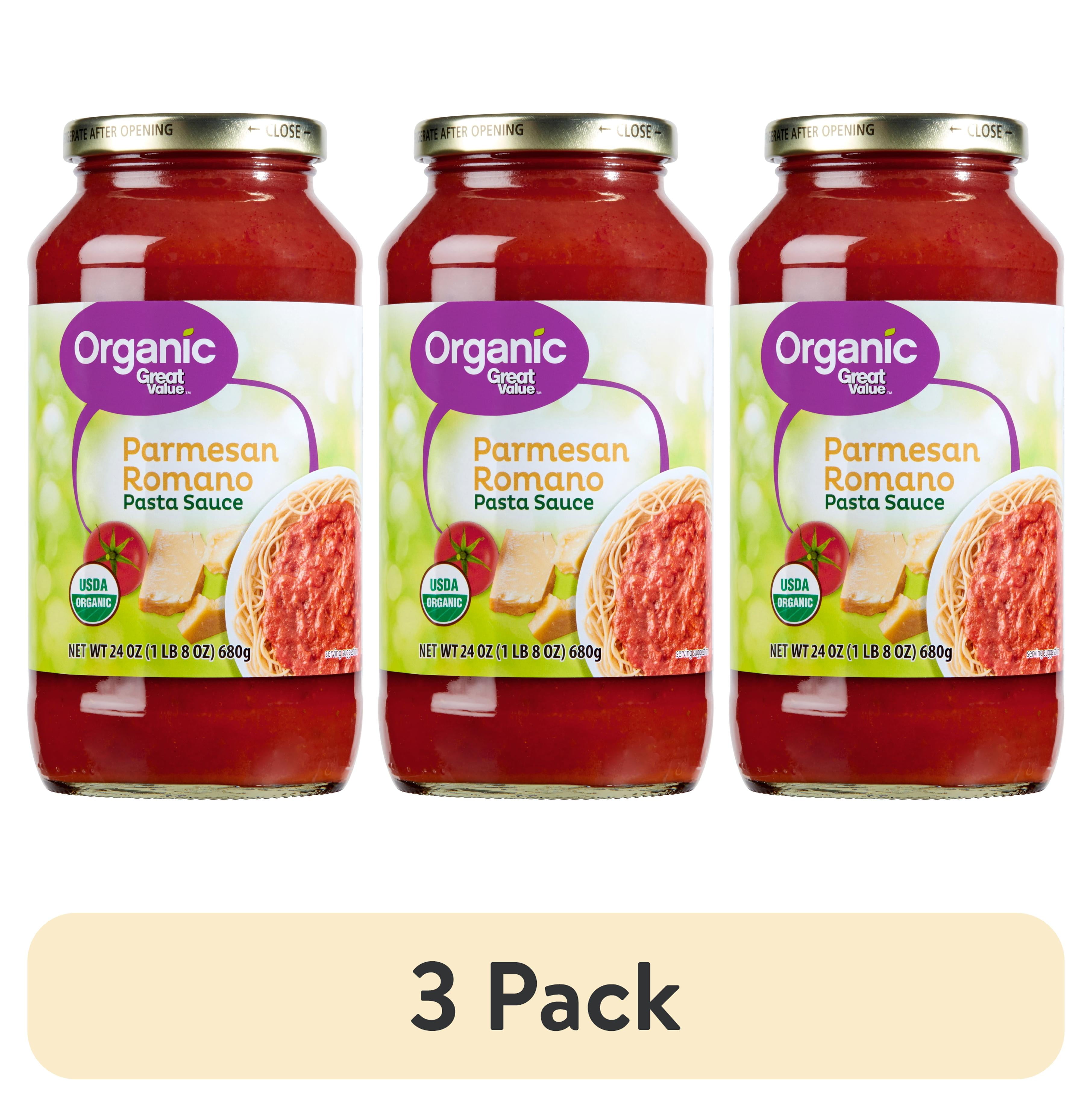 (3 pack) Great Value Organic Parmesan Romano Pasta Sauce, 24 oz