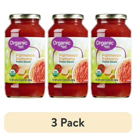 (3 pack) Great Value Organic Parmesan Romano Pasta Sauce, 24 oz