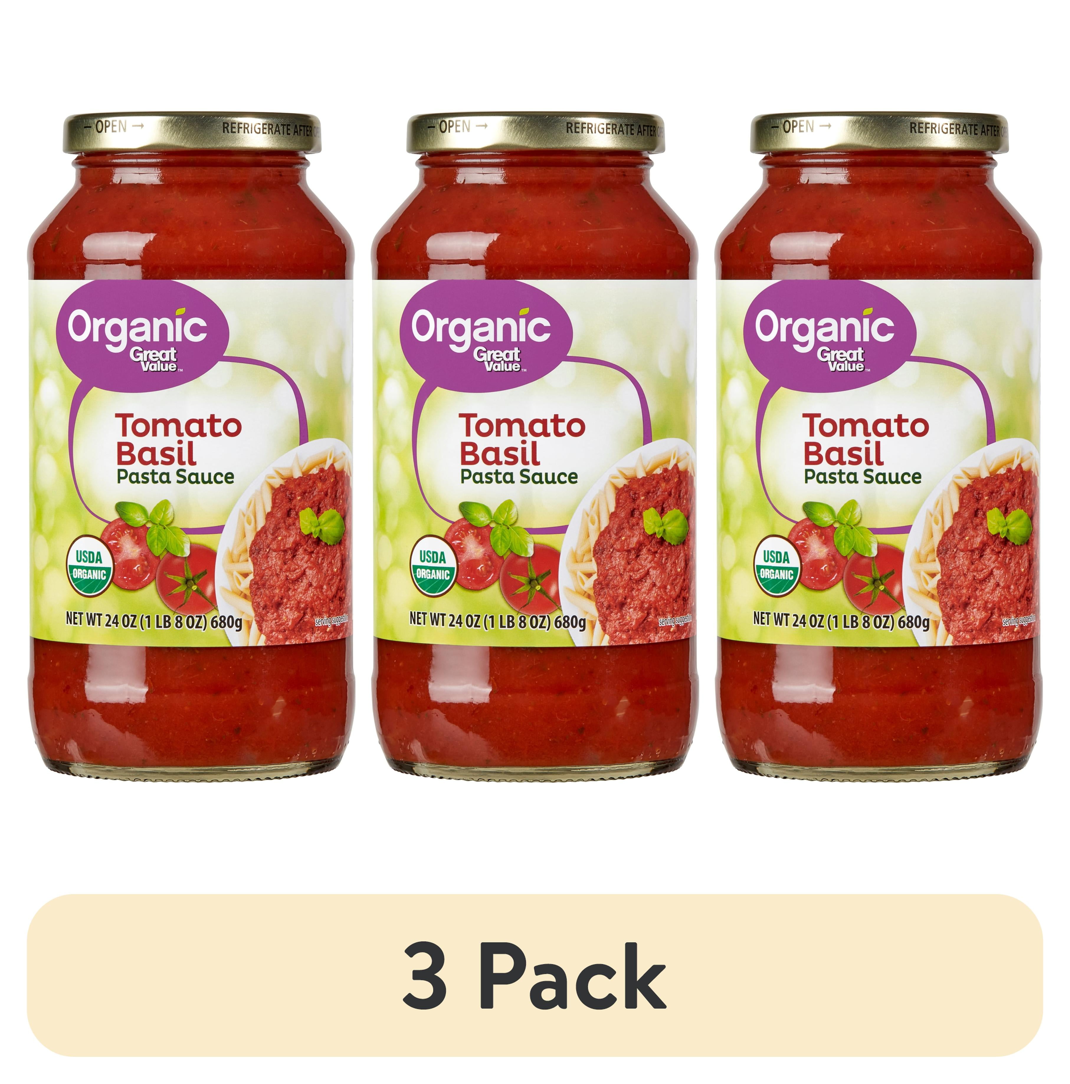 (3 pack) Great Value Organic Tomato Basil Pasta Sauce, 24 oz