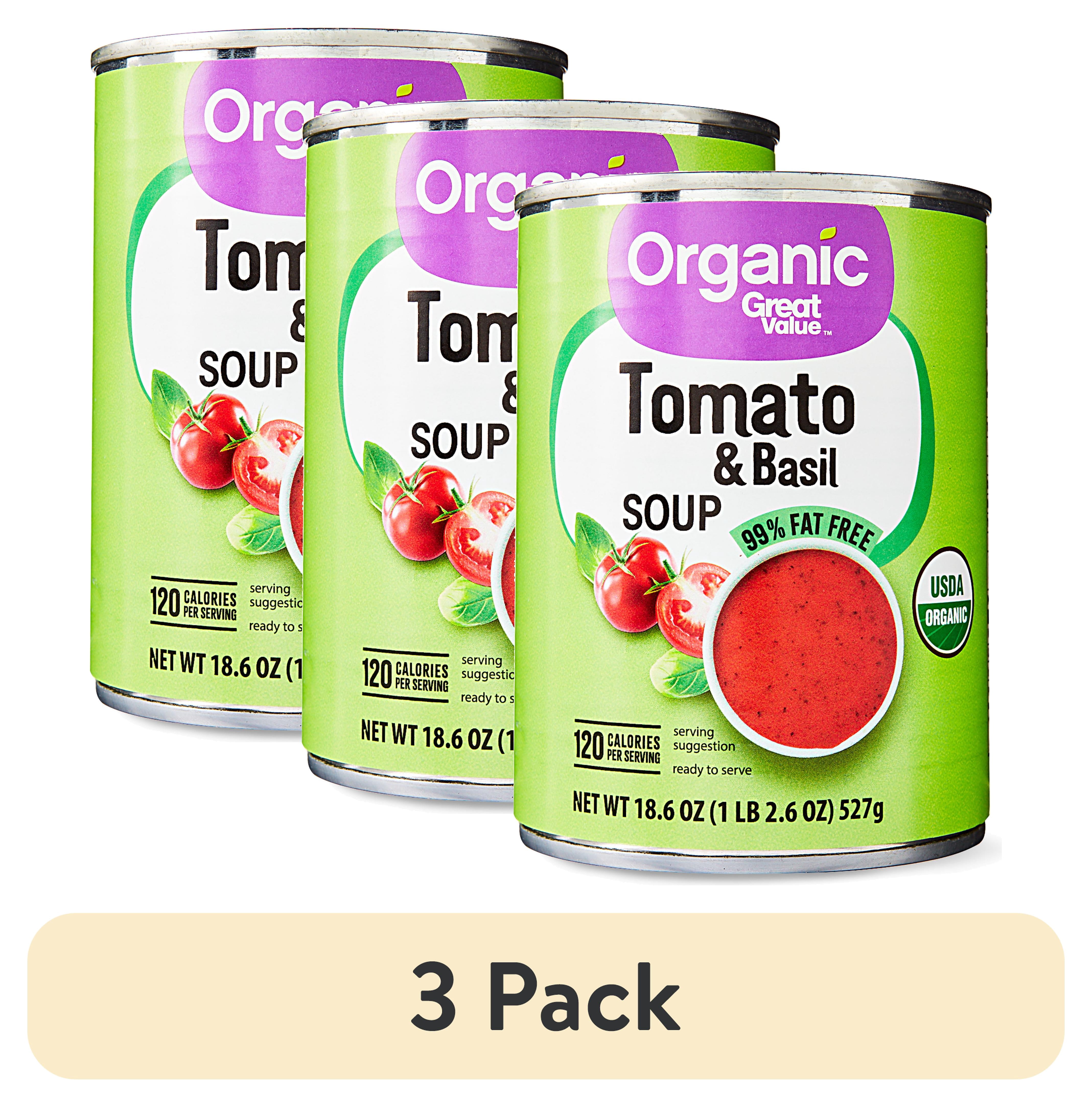 (3 pack) Great Value Organic Tomato Basil Soup, 18.6 oz