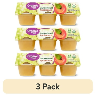 (3 pack) Great Value Organic Unsweetened Applesauce, 4 oz, 6 Count