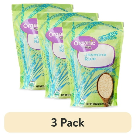 (3 pack) Great Value Organic White Jasmine Rice, 2 lb