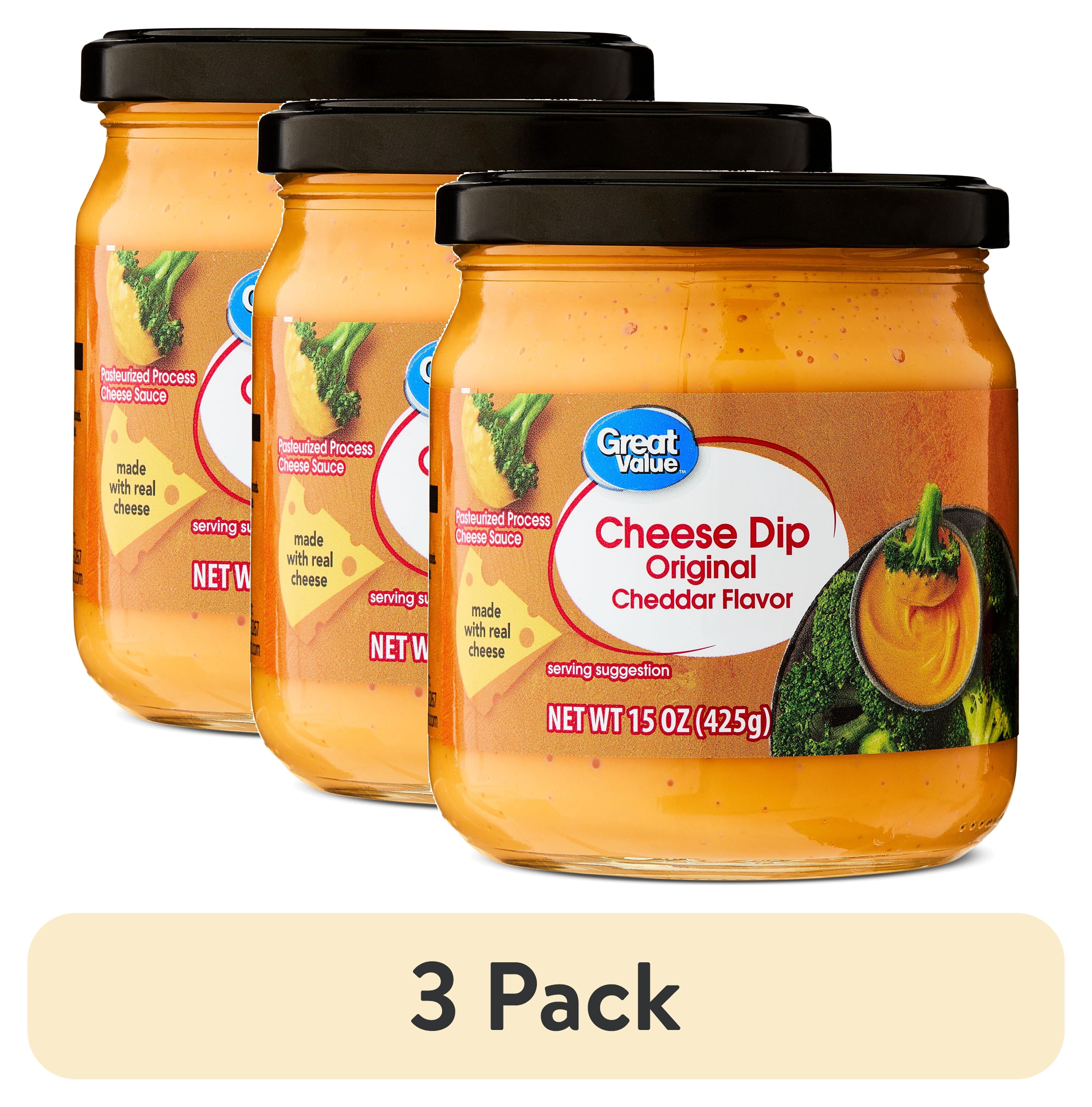 (3 pack) Great Value Original Cheddar Flavor Cheese Dip, Pasteurized, 15 oz