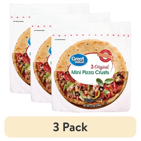 (3 pack) Great Value Original Mini Pizza Crusts, 12 oz, 3 Count