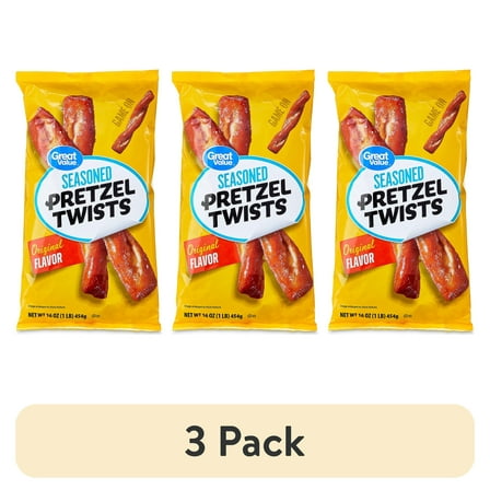 (3 pack) Great Value Original Seasoned Pretzel Twists, 16 oz