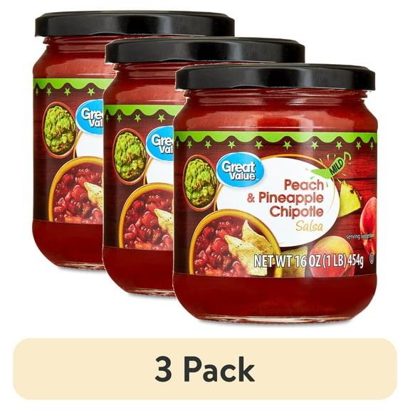 (3 pack) Great Value Peach & Pineapple Chipotle Salsa, 16 oz