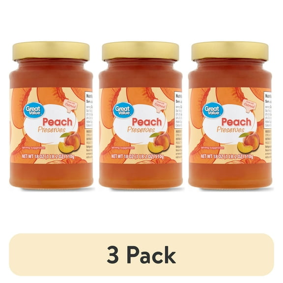 (3 pack) Great Value Peach Preserves, 18 oz