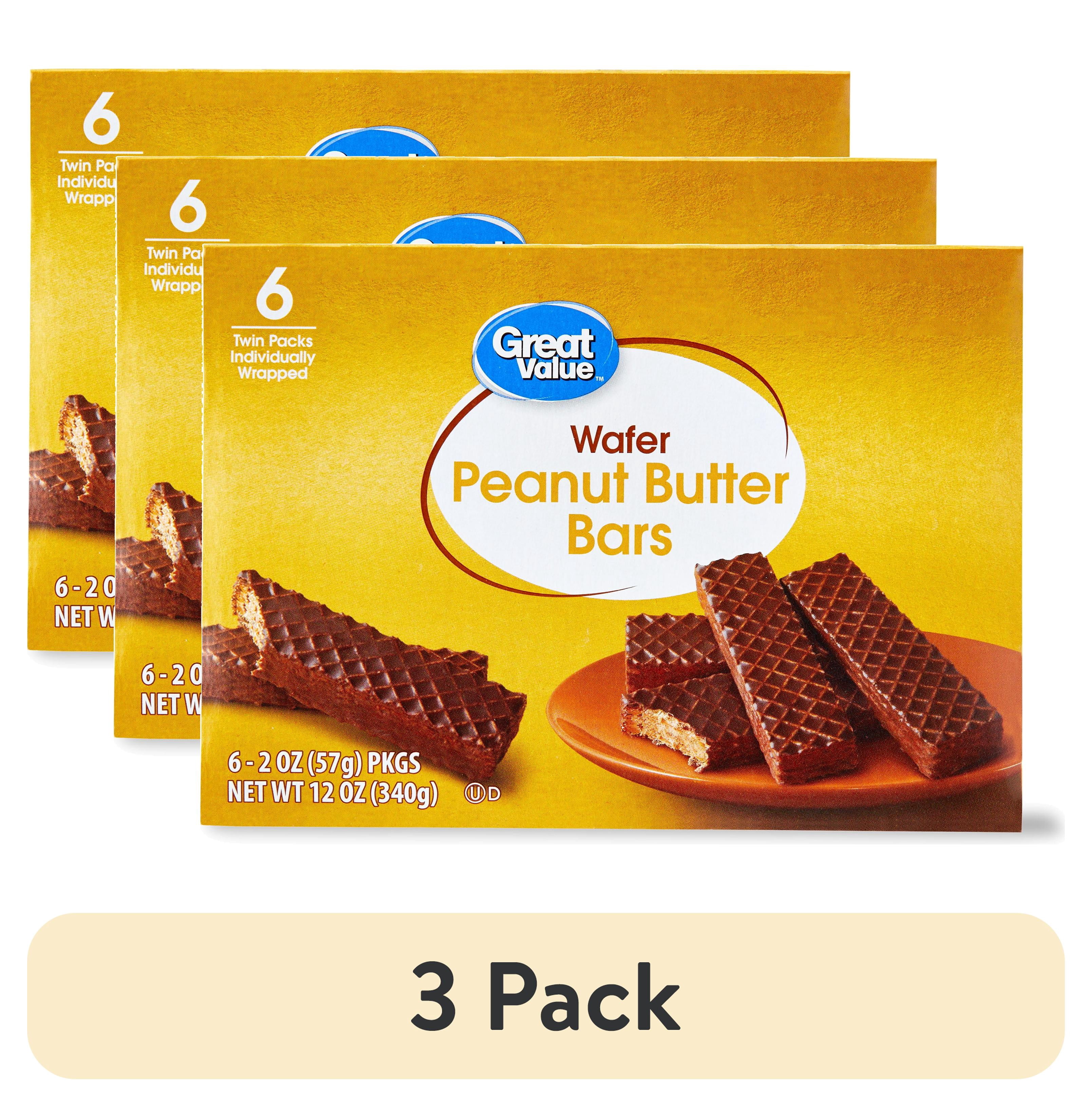 (3 pack) Great Value Peanut Butter Wafer Bars, 2 oz, 6 Count