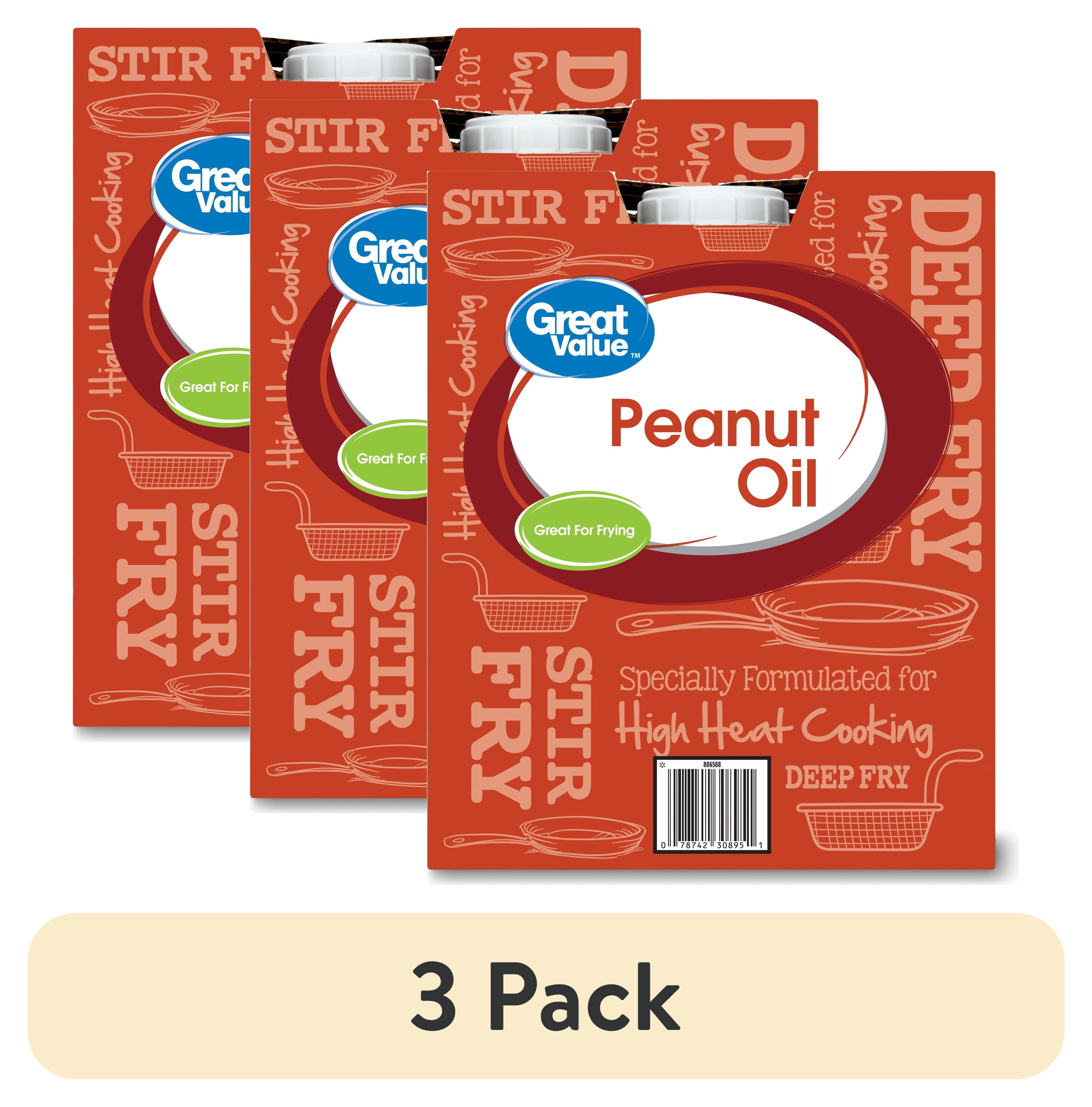 (3 pack) Great Value Peanut Oil, Heart Healthy and Versatile, 3 Gallon Bottle