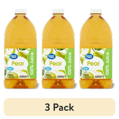 (3 pack) Great Value Pear 100% Juice, 64 fl oz (Shelf Stable)