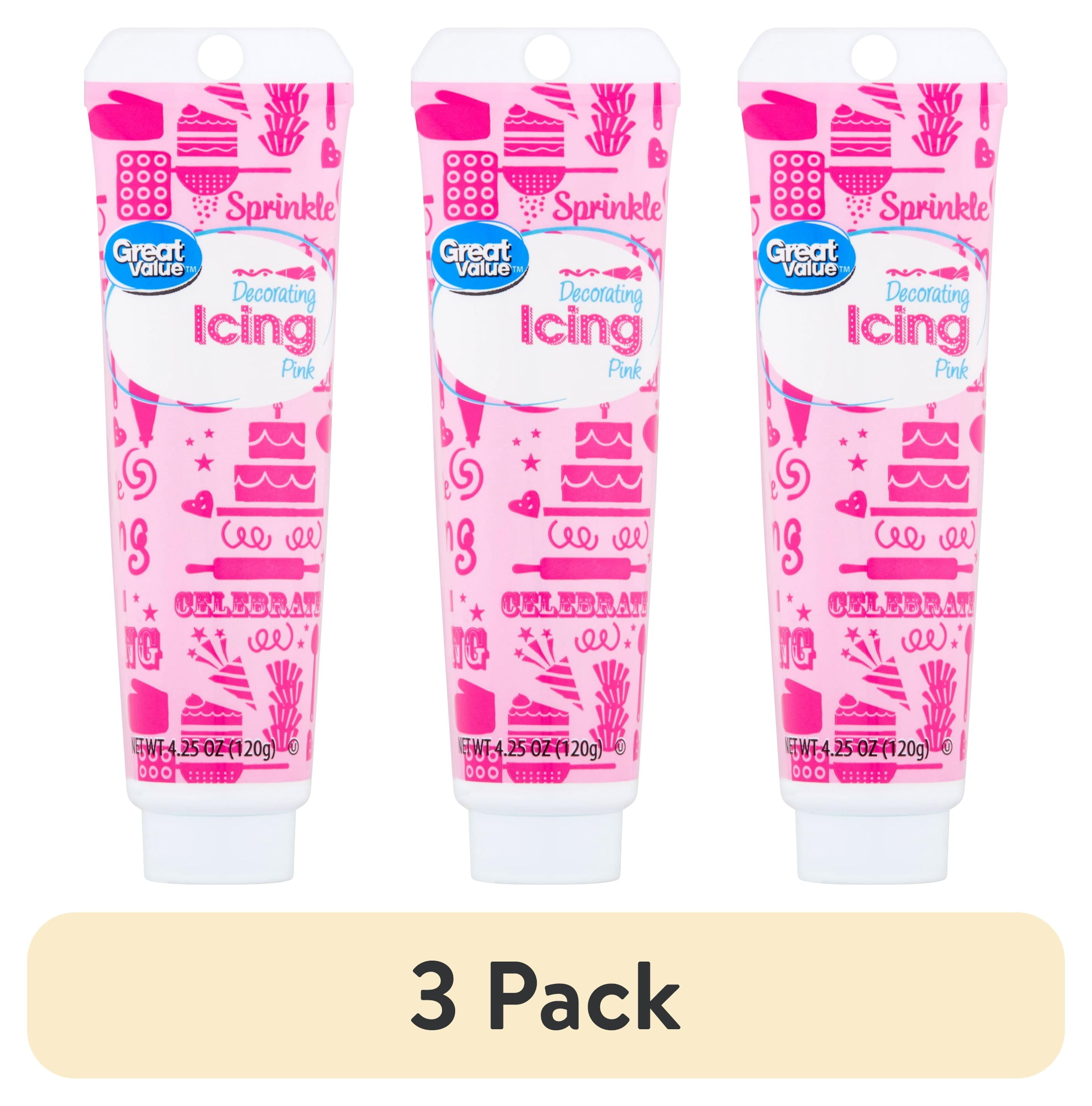 (3 pack) Great Value Pink Decorating Icing, 4.25 oz