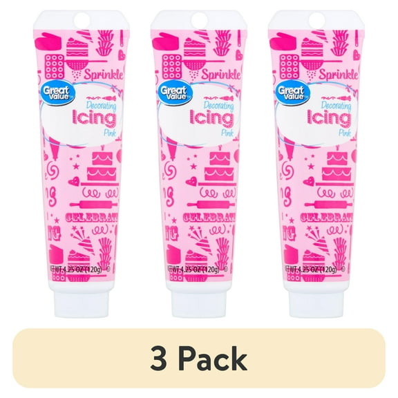 (3 pack) Great Value Pink Decorating Icing, 4.25 oz