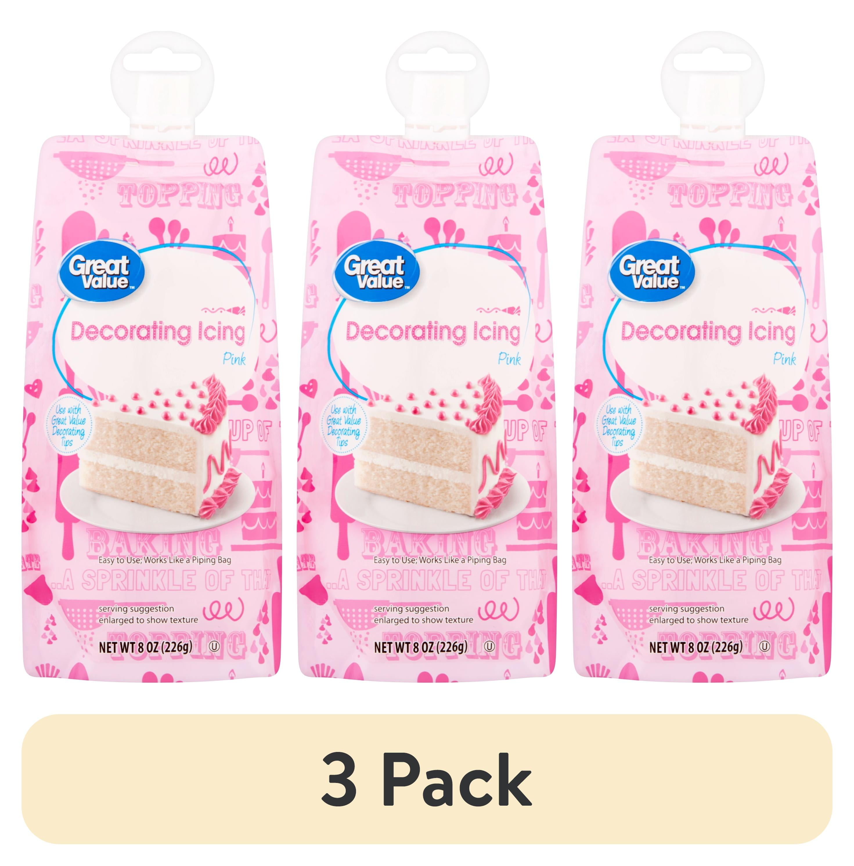 (3 pack) Great Value Pink Decorating Icing, 8 oz