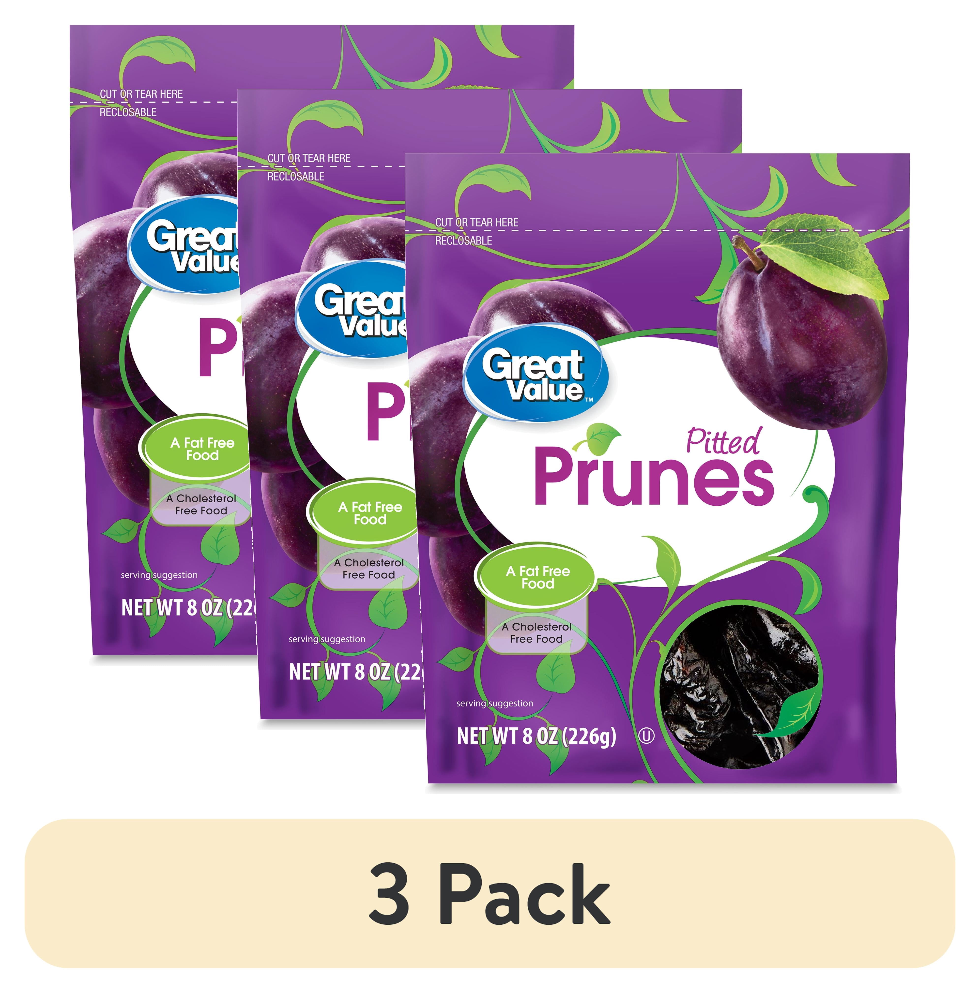 (3 pack) Great Value Pitted Prunes Reclosable Pouch, 8 oz (226g)