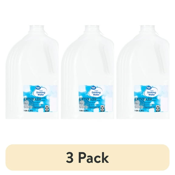 (3 pack) Great Value Drink Water, 1 Gallon Jug
