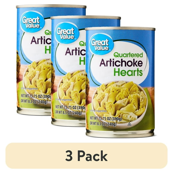 (3 pack) Great Value Quartered Artichoke Hearts, 13.75 oz