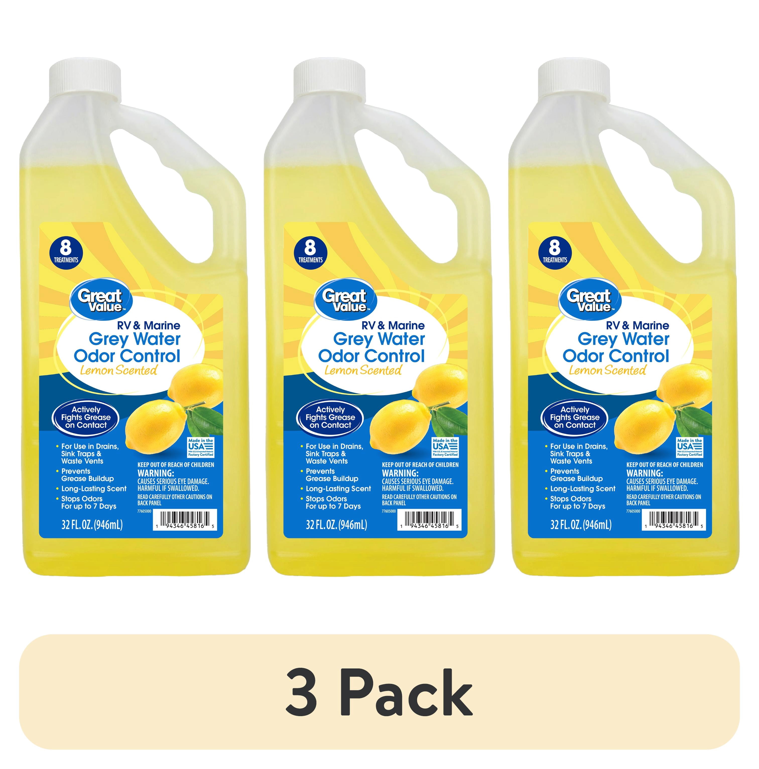 (3 pack) Great Value RV and Marine Grey Water Odor Control, Lemon Scent, 32 fl oz